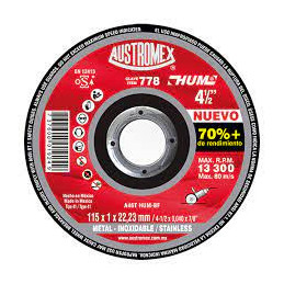 Disco Para Corte De Metal 4.1/2"X3/64"X7/8" Super Delgado (Hum) 778 Austromex